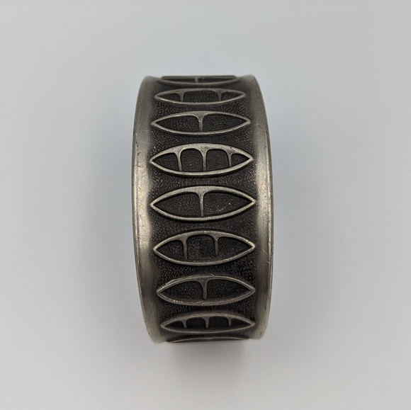 Modernist Abstract Design Norwegian Pewter Bracelet Brodrene Mylius Mid Century - Picture 4 of 9